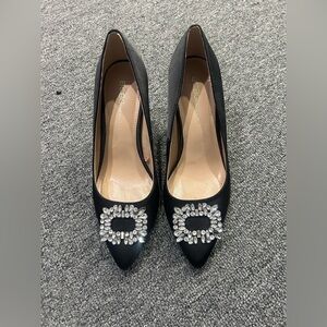 BCBG Black Heels with Crystal Accents